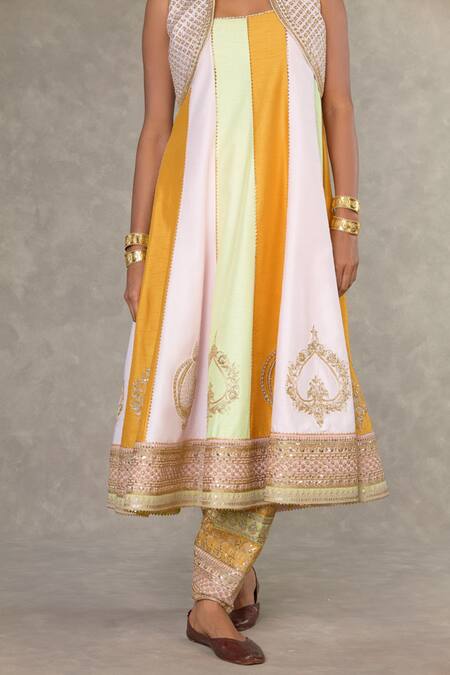 Masaba_Multi Color Raw Silk Embroidery Sitara Summertime Sorbet Anarkali And Salwar Set _at_Aza_Fashions