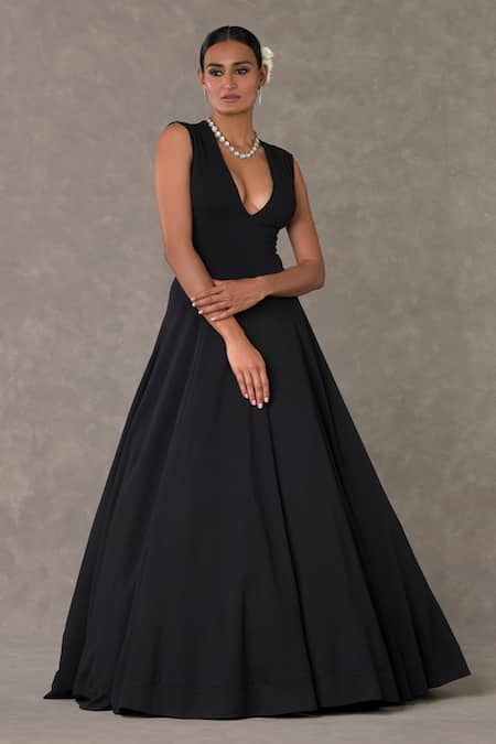 Masaba Black Silk, Cotton, Kota Doria Diamonds, Chand Applique Work Jacket And Gown Set at Aza Fashions Masaba_Black Silk, Cotton, Kota Doria Diamonds, Chand Applique Work Jacket And Gown Set_at_Aza_Fashions