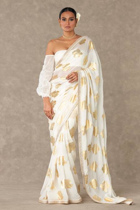Buy Masaba Ivory Organza, Silk Foil Printing Gulab Saree With Unstitched Blouse Piece Online at Aza Fashions Buy_Masaba_Ivory Organza, Silk Foil Printing Gulab Saree With Unstitched Blouse Piece_Online_at_Aza_Fashions