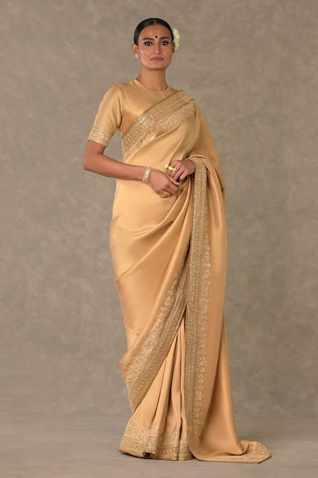 Masaba Beige Dupion Silk Embroidered Pita Zero Madakal-chidiya Work Saree With Blouse 3