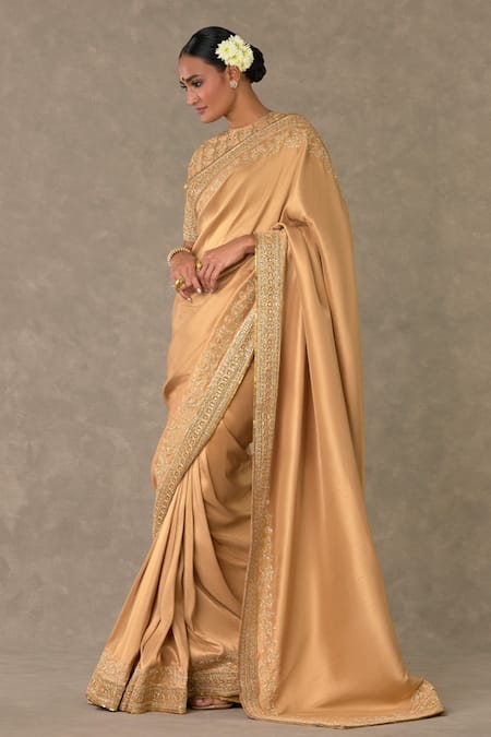 Masaba Beige Dupion Silk Embroidered Pita Zero Madakal-chidiya Work Saree With Blouse 4