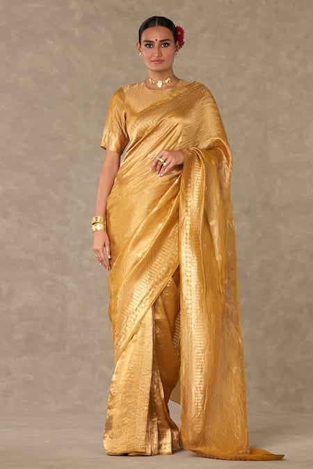 Masaba Gold Tissue Sunehri Saree With Unstitched Blouse Piece 