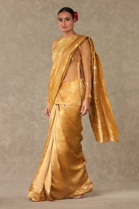 Buy Masaba Beige Organza, Tissue, Silk Embroidery Round Neck Sunehri Saree Set With Kurta Online at Aza Fashions Buy_Masaba_Beige Organza, Tissue, Silk Embroidery Round Neck Sunehri Saree Set With Kurta_Online_at_Aza_Fashions
