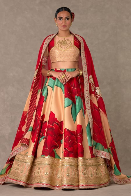 Masaba Raw Silk Candy Swirl Print Bridal Lehenga Set 