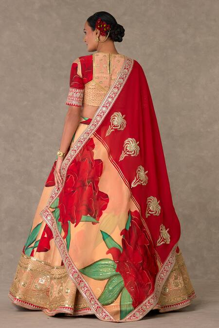 Shop Masaba Pink Silk, Organza Gota Patti, Raw Candy Swirl Print Bridal Lehenga Set at Aza Fashions Shop_Masaba_Pink Silk, Organza Gota Patti, Raw Candy Swirl Print Bridal Lehenga Set_at_Aza_Fashions