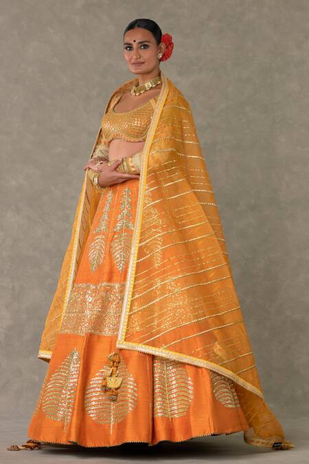 Masaba Orange Silk, Organza Gota Patti, Tassels, Embroidery Paan Bridal Lehenga Set at Aza Fashions Masaba_Orange Silk, Organza Gota Patti, Tassels, Embroidery Paan Bridal Lehenga Set _at_Aza_Fashions