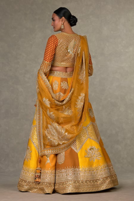 Shop_Masaba_Yellow , , Tassels, Raw Neel Kamal Bridal Lehenga Set _at_Aza_Fashions