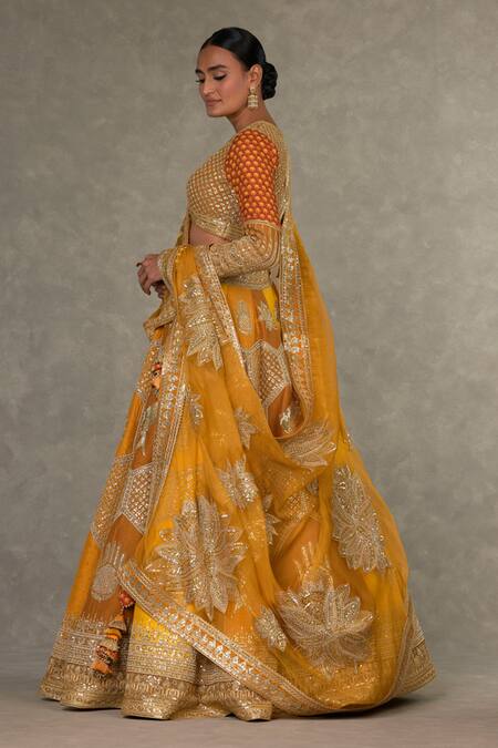 Shop_Masaba_Yellow , , Tassels, Raw Neel Kamal Bridal Lehenga Set _Online_at_Aza_Fashions