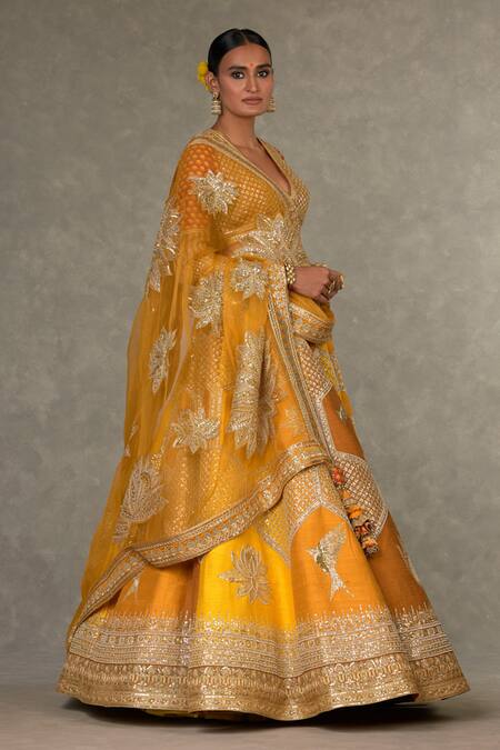 Masaba_Yellow , , Tassels, Raw Neel Kamal Bridal Lehenga Set _at_Aza_Fashions