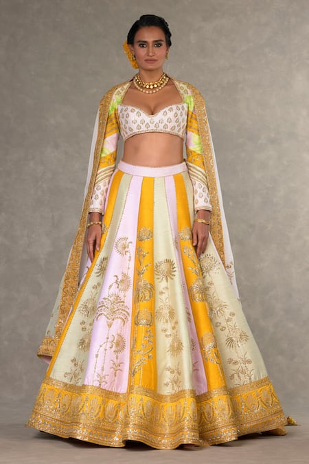 Shop_Masaba_Pink Organza, Silk Tassels, Embroidery Sweetheart Raw Nimbu Mirchi Lehenga Set _Online_at_Aza_Fashions