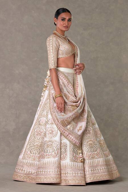 Buy Masaba Ivory Silk, Organza Embroidery Plunge Neck Bagh E Bahar Bridal Lehenga Set Online at Aza Fashions Buy_Masaba_Ivory Silk, Organza Embroidery Plunge Neck Bagh E Bahar Bridal Lehenga Set _Online_at_Aza_Fashions