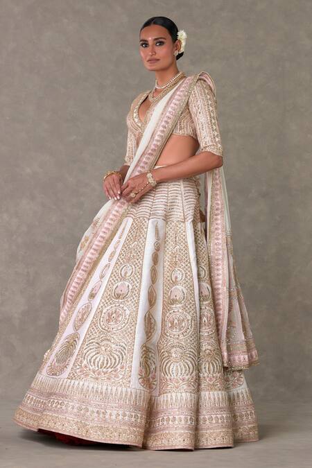 Shop Masaba Ivory Silk, Organza Embroidery Plunge Neck Bagh E Bahar Bridal Lehenga Set Online at Aza Fashions Shop_Masaba_Ivory Silk, Organza Embroidery Plunge Neck Bagh E Bahar Bridal Lehenga Set _Online_at_Aza_Fashions