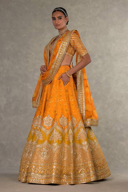 Buy_Masaba_Orange Silk, Organza Mirrors, Embroidery Bagh Digital Print Bridal Lehenga Set_Online_at_Aza_Fashions