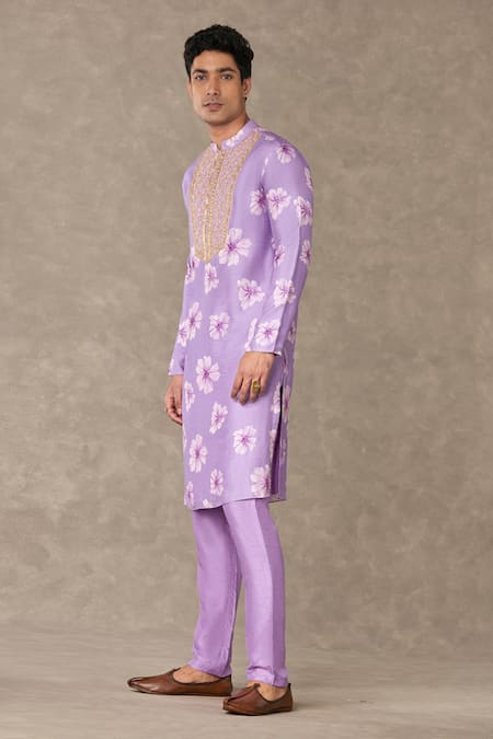 Buy_Masaba_Purple Silk Embroidery Parijat Dabka And Sitara Kurta_Online_at_Aza_Fashions