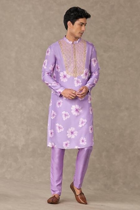 Shop_Masaba_Purple Silk Embroidery Parijat Dabka And Sitara Kurta_Online_at_Aza_Fashions