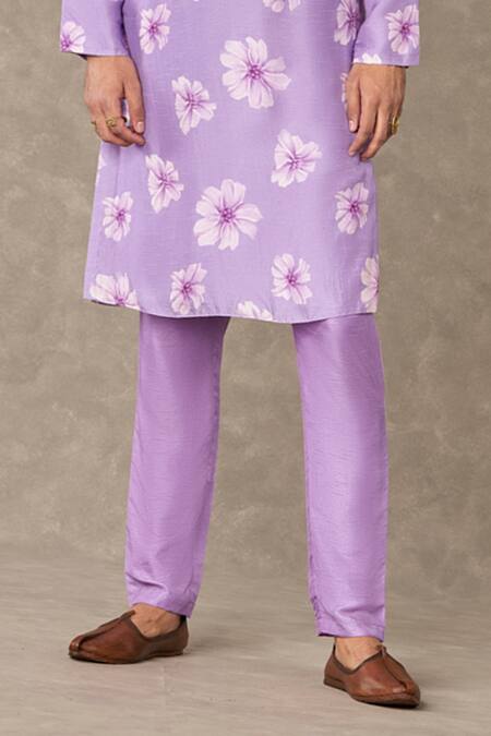 Masaba_Purple Silk Embroidery Parijat Kurta And Pant Set_at_Aza_Fashions