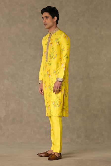 Shop Masaba Yellow Silk Embroidery Juhi Printed Straight Kurta Online at Aza Fashions Shop_Masaba_Yellow Silk Embroidery Juhi Printed Straight Kurta_Online_at_Aza_Fashions