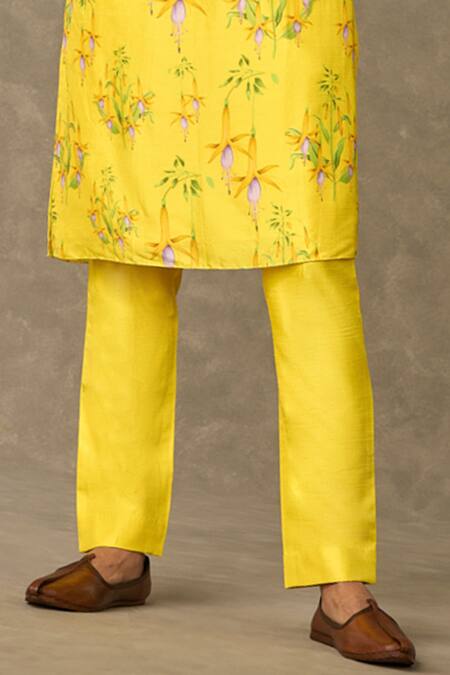 Buy Masaba Yellow Silk Embroidery Juhi Printed Kurta And Pant Set Online at Aza Fashions Buy_Masaba_Yellow Silk Embroidery Juhi Printed Kurta And Pant Set_Online_at_Aza_Fashions