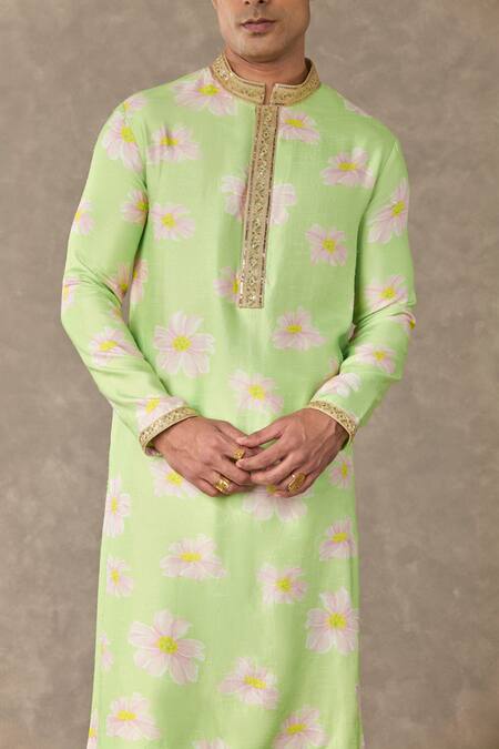 Masaba Green Silk Embroidery Parijat Kurta And Churidar Set Online at Aza Fashions Masaba_Green Silk Embroidery Parijat Kurta And Churidar Set_Online_at_Aza_Fashions