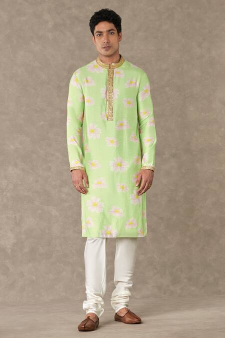 Buy Masaba Green Silk Embroidery Parijat Kurta And Churidar Set Online at Aza Fashions Buy_Masaba_Green Silk Embroidery Parijat Kurta And Churidar Set_Online_at_Aza_Fashions