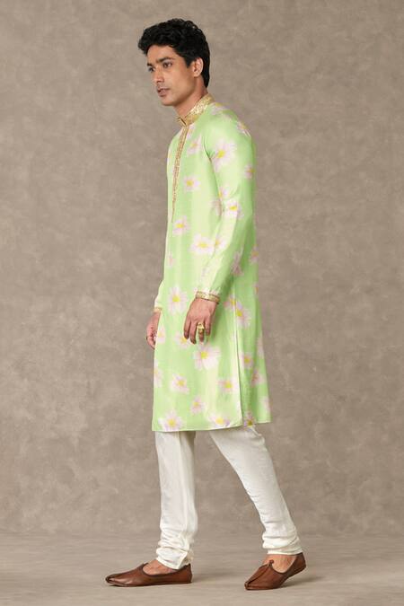 Masaba Green Silk Embroidery Parijat Kurta And Churidar Set at Aza Fashions Masaba_Green Silk Embroidery Parijat Kurta And Churidar Set_at_Aza_Fashions