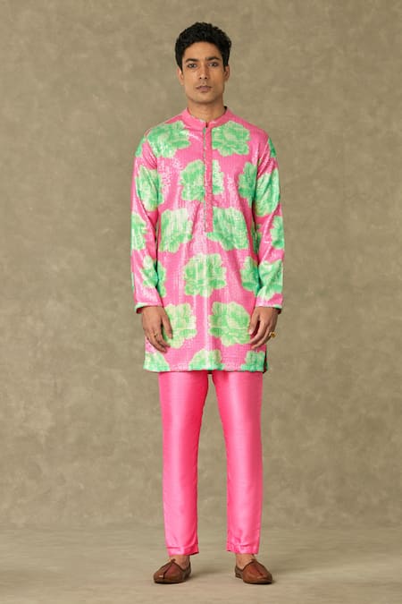 Buy Masaba Pink Georgette Sequins Nurvi Sitara Embroidered Kurta Online at Aza Fashions Buy_Masaba_Pink Georgette Sequins Nurvi Sitara Embroidered Kurta _Online_at_Aza_Fashions