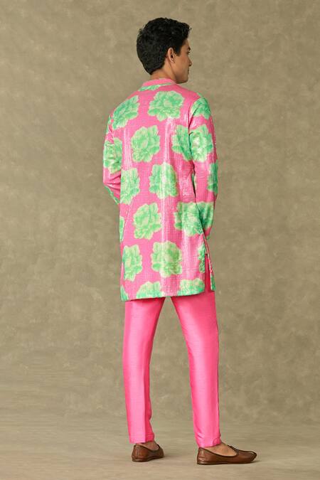 Shop Masaba Pink Georgette, Silk Sequins Nurvi Sitara Embroidered Kurta And Pant Set at Aza Fashions Shop_Masaba_Pink Georgette, Silk Sequins Nurvi Sitara Embroidered Kurta And Pant Set_at_Aza_Fashions