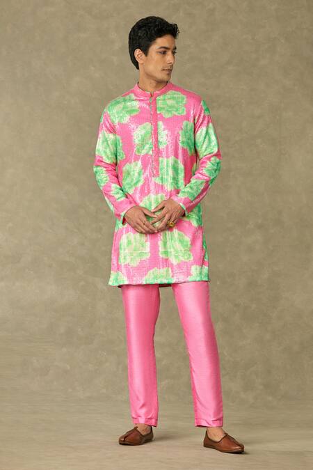 Shop Masaba Pink Georgette, Silk Sequins Nurvi Sitara Embroidered Kurta And Pant Set Online at Aza Fashions Shop_Masaba_Pink Georgette, Silk Sequins Nurvi Sitara Embroidered Kurta And Pant Set_Online_at_Aza_Fashions