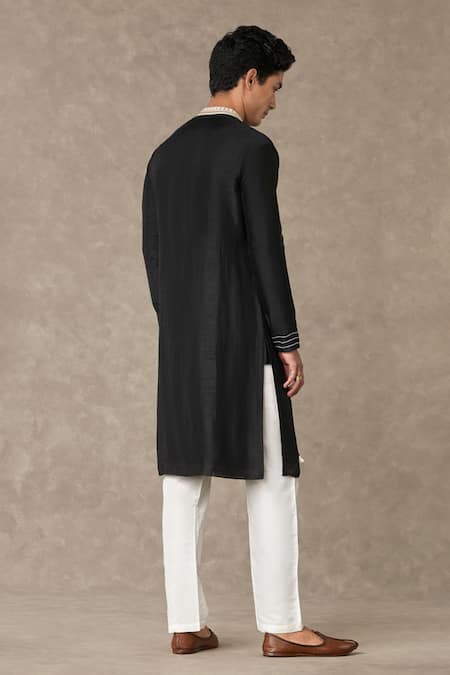 Shop Masaba Black Silk Tassels Embellished Kurta at Aza Fashions Shop_Masaba_Black Silk Tassels Embellished Kurta _at_Aza_Fashions