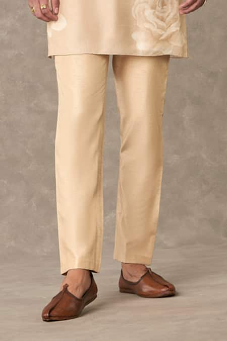 Buy_Masaba_Beige Raw Silk Printed Gulaab Kurta With Pant