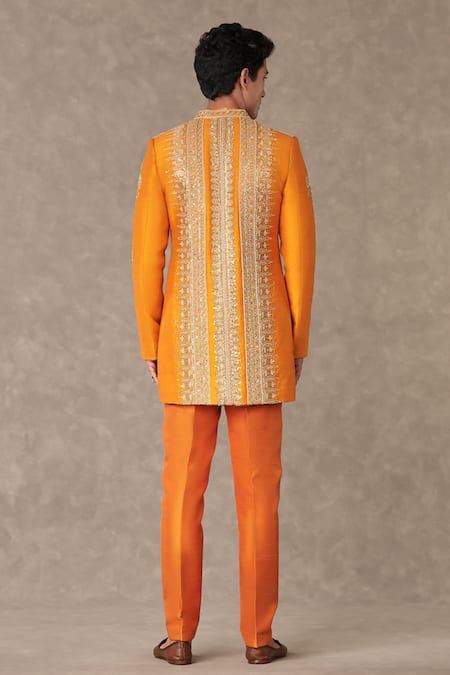 Shop_Masaba_Orange Silk Pearls Embellished Raja Koti _at_Aza_Fashions