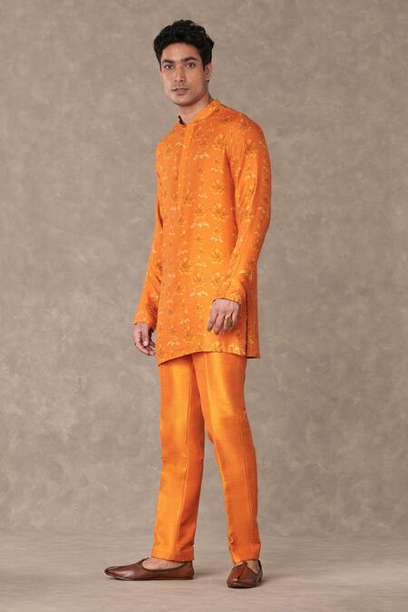 Buy Masaba Orange Silk Embroidery Floral Bagh Print Kurta With Pant Online at Aza Fashions Buy_Masaba_Orange Silk Embroidery Floral Bagh Print Kurta With Pant _Online_at_Aza_Fashions
