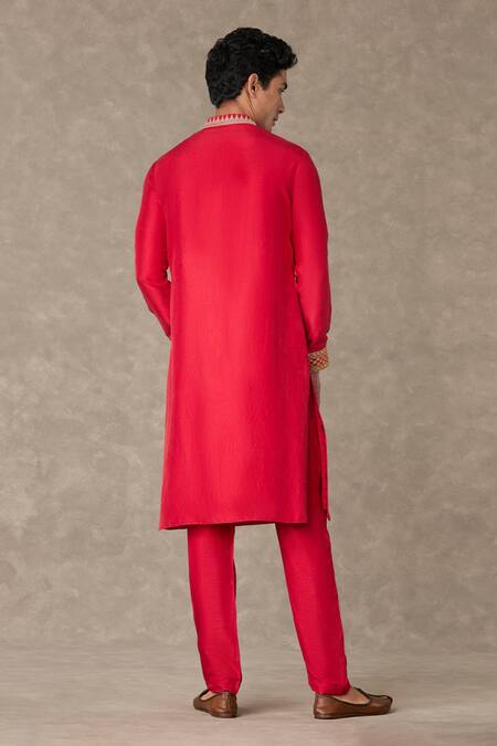 Shop Masaba Red Silk Embroidery Anar Placement Kurta at Aza Fashions Shop_Masaba_Red Silk Embroidery Anar Placement Kurta_at_Aza_Fashions