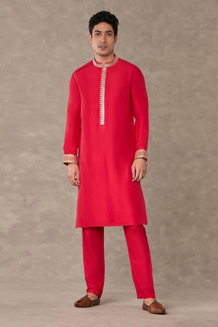 Masaba Red Silk Embroidery Anar Placement Kurta Online at Aza Fashions Masaba_Red Silk Embroidery Anar Placement Kurta_Online_at_Aza_Fashions