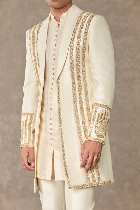 Masaba Ivory Silk Diamonds, Pearls Hath Phool Embroidered Raja Koti Kurta Set at Aza Fashions Masaba_Ivory Silk Diamonds, Pearls Hath Phool Embroidered Raja Koti Kurta Set _at_Aza_Fashions