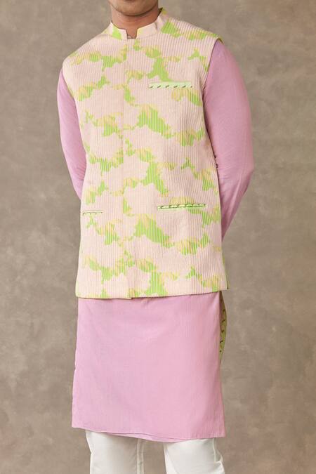 Masaba Green Raw Silk Embroidery Sequin Bloom Blossom Print Thread Work Bundi Kurta Set  3