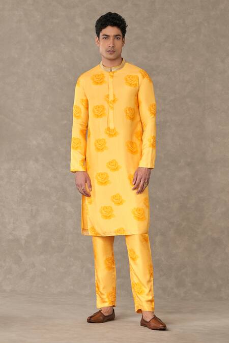Buy Masaba Yellow Raw Silk Print Gulaab Kurta Online at Aza Fashions Buy_Masaba_Yellow Raw Silk Print Gulaab Kurta_Online_at_Aza_Fashions