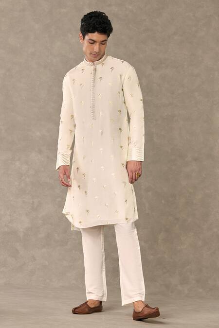 Buy Masaba Ivory Silk Foil Printing Plumeria Kurta With Pant Online at Aza Fashions Buy_Masaba_Ivory Silk Foil Printing Plumeria Kurta With Pant_Online_at_Aza_Fashions