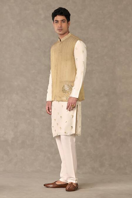 Shop_Masaba_Gold Tissue Embroidery Thread Palm Tree Bundi_Online_at_Aza_Fashions