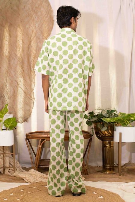 Shop Kalakaari By Sagarika White Polka Dot Cotton Shirt And Pant Set at Aza Fashions Shop_Kalakaari By Sagarika_White Polka Dot Cotton Shirt And Pant Set_at_Aza_Fashions