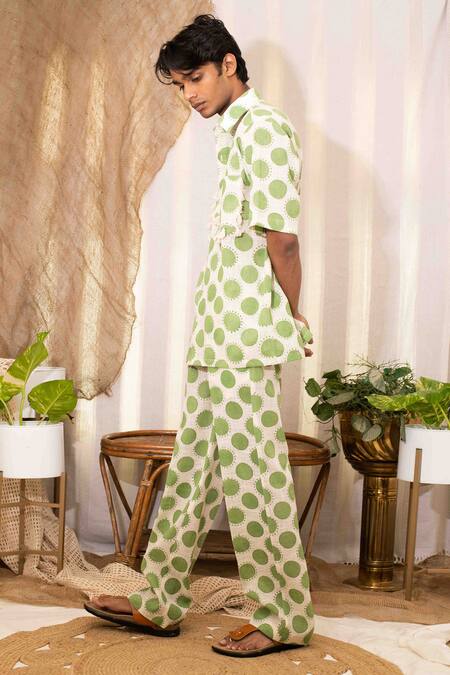 Buy Kalakaari By Sagarika White Polka Dot Cotton Shirt And Pant Set Online at Aza Fashions Buy_Kalakaari By Sagarika_White Polka Dot Cotton Shirt And Pant Set_Online_at_Aza_Fashions