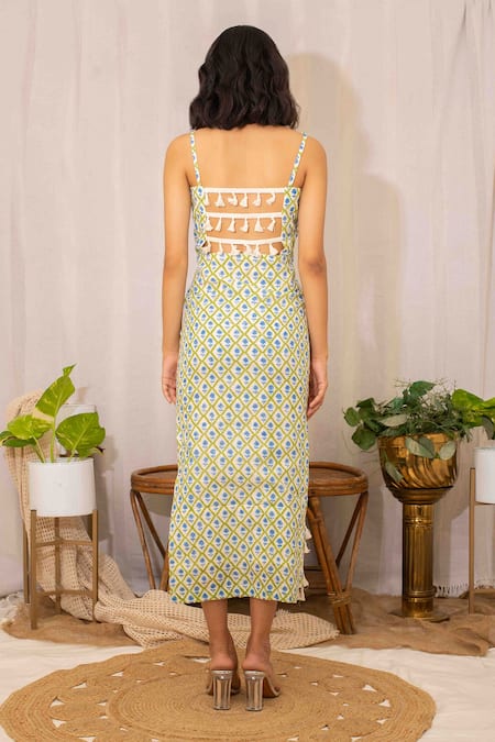 Kalakaari By Sagarika Flora Hand Block Print Maxi Dress 