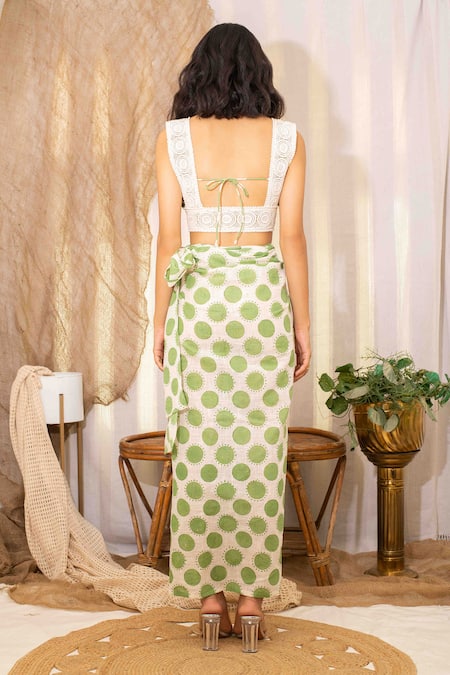 Kalakaari By Sagarika Polka Magic Print Top With Wrap Skirt