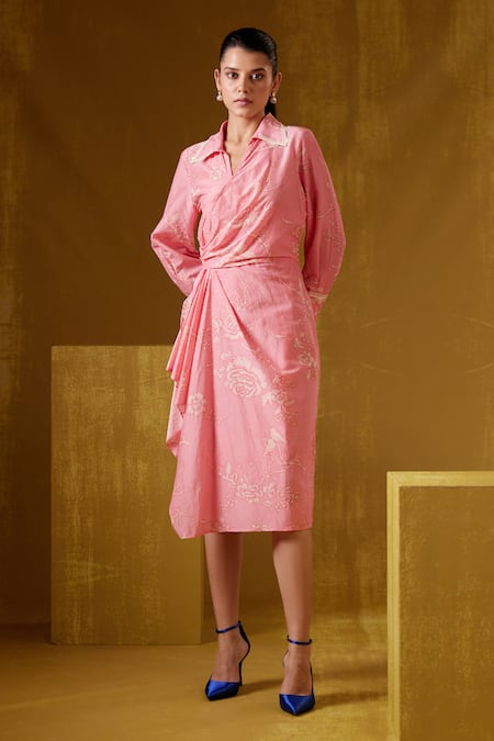 BUNKA Tasha Flower Print Wrap Dress 