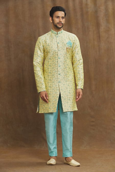 Aryavir Malhotra Floral Jaal Pattern Banarasi Kurta Set 