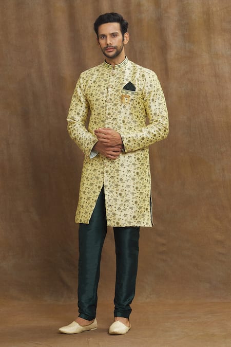 Aryavir Malhotra Banarasi Floral Jaal Pattern Kurta Set 