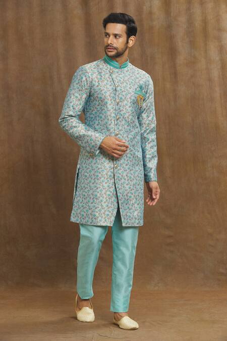 Buy Arihant Rai Sinha Blue Brocade, Silk Embroidery Banarasi Floral Pattern Woven Kurta Set Online at Aza Fashions Buy_Arihant Rai Sinha_Blue Brocade, Silk Embroidery Banarasi Floral Pattern Woven Kurta Set_Online_at_Aza_Fashions