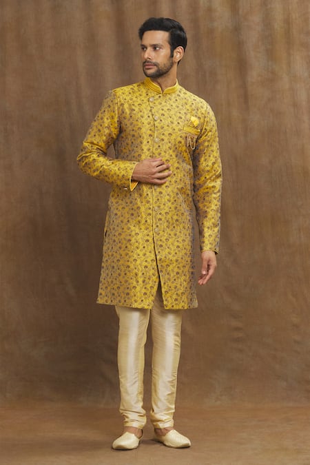 Aryavir Malhotra Banarasi Jaal Pattern Woven Kurta Set 