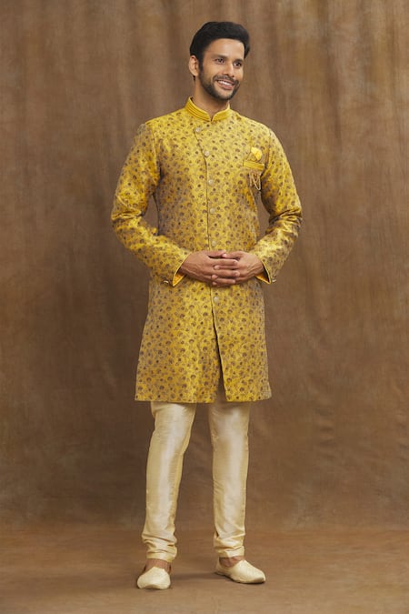 Buy Arihant Rai Sinha Gold Brocade, Silk Embroidery Banarasi Jaal Pattern Woven Kurta Set Online at Aza Fashions Buy_Arihant Rai Sinha_Gold Brocade, Silk Embroidery Banarasi Jaal Pattern Woven Kurta Set _Online_at_Aza_Fashions