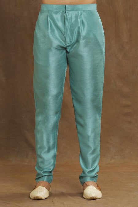 Arihant Rai Sinha Blue Brocade, Silk Embroidery Leaf Thread Kurta Set at Aza Fashions Arihant Rai Sinha_Blue Brocade, Silk Embroidery Leaf Thread Kurta Set _at_Aza_Fashions